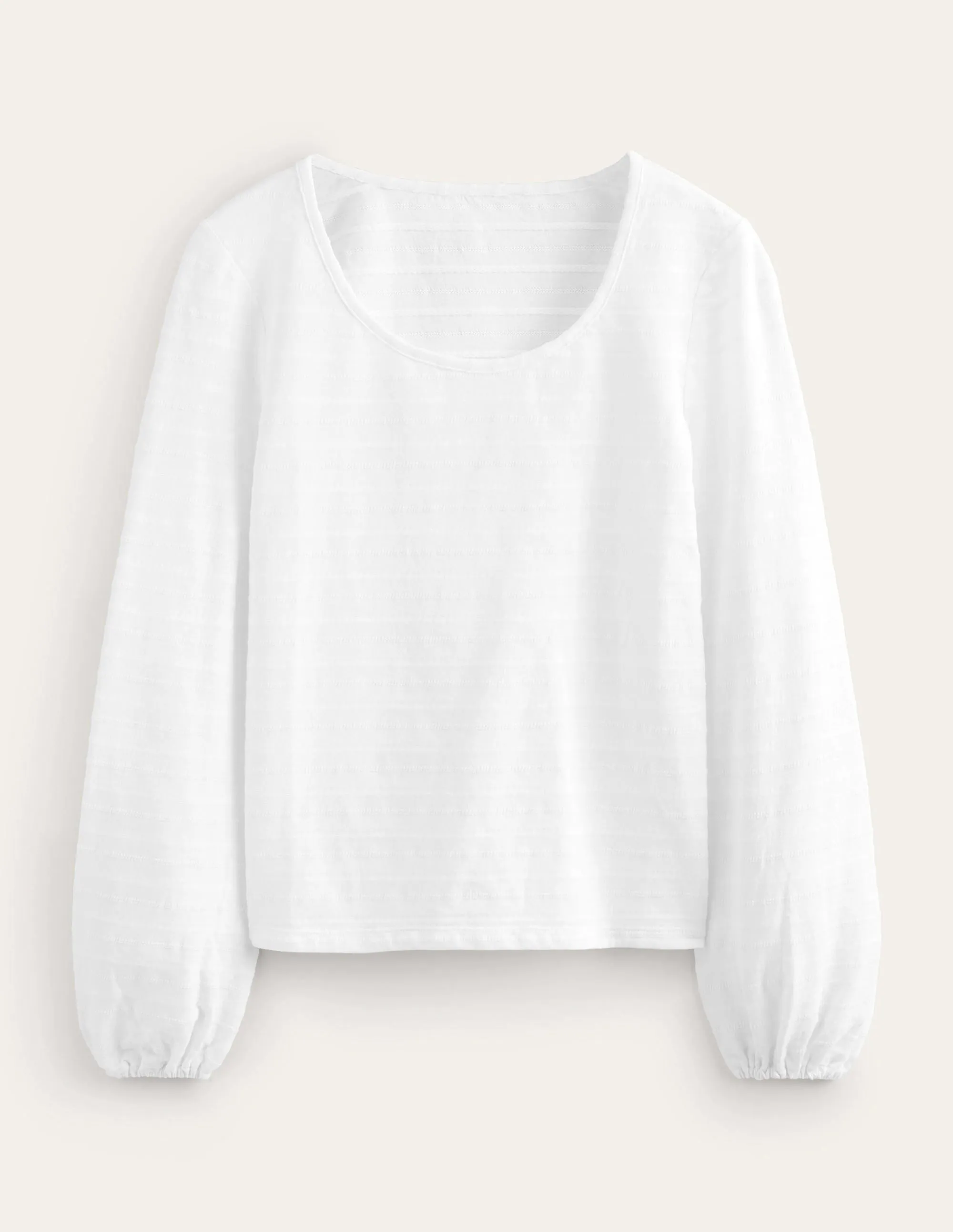 Scoop Neck Textured Top-White