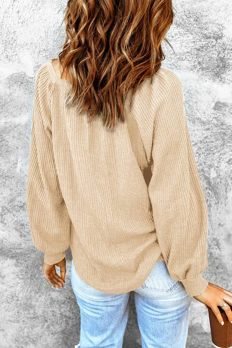 Square Neck Waffle Knit Shirt (S - 2X)
