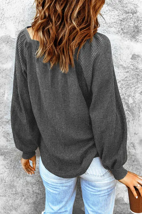 Square Neck Waffle Knit Shirt (S - 2X)