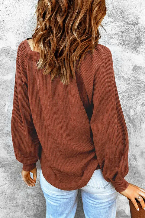 Square Neck Waffle Knit Shirt (S - 2X)