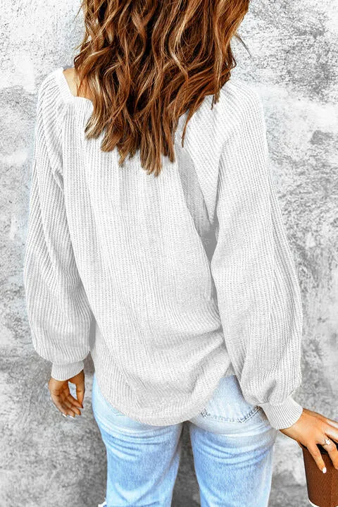 Square Neck Waffle Knit Shirt (S - 2X)