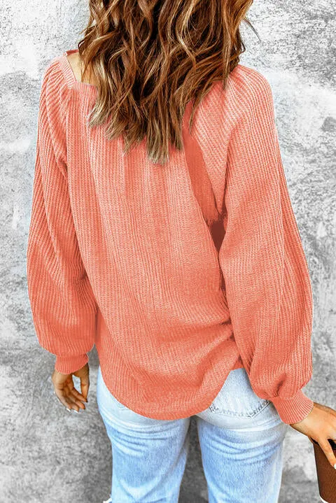 Square Neck Waffle Knit Shirt (S - 2X)