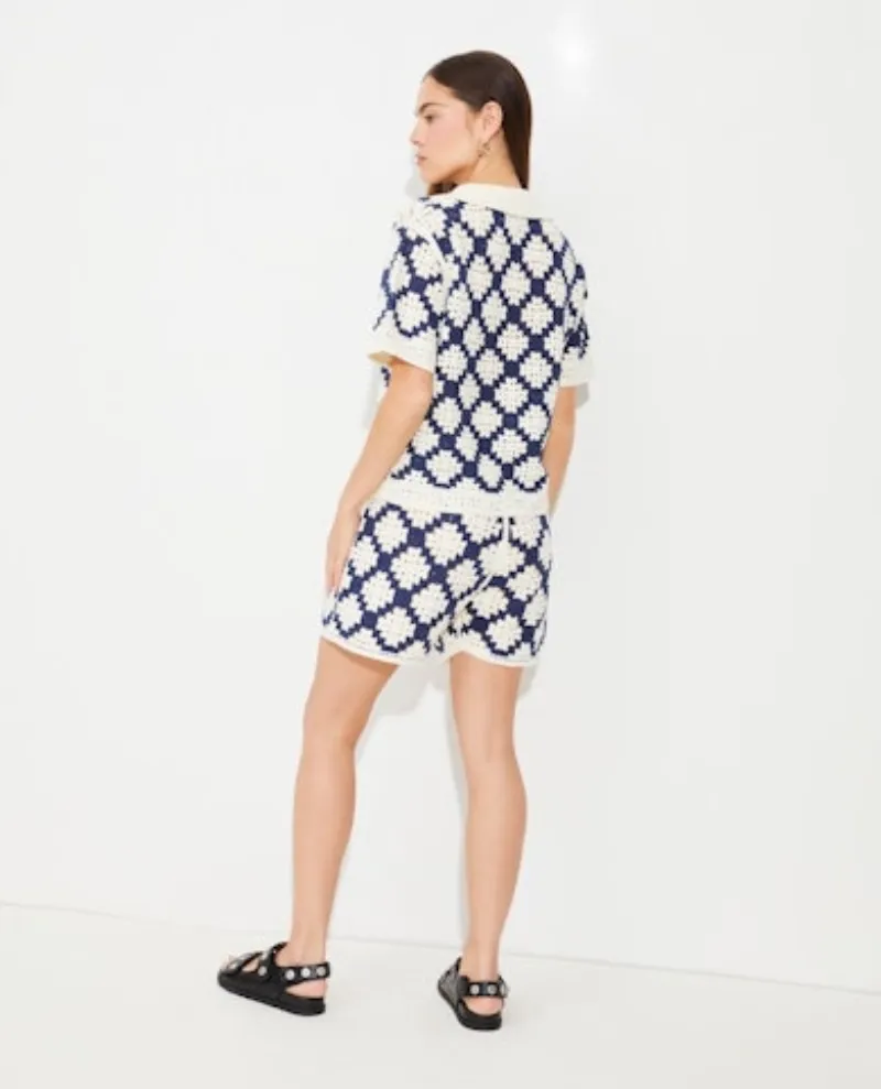 Suncoo Perisol Blue Diamond Collar Knit