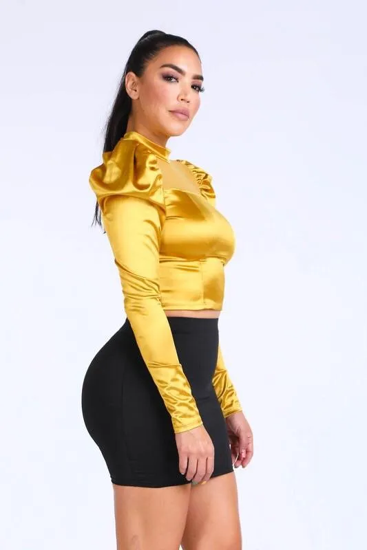 SUNSHINE SATIN TOP - MUSTARD