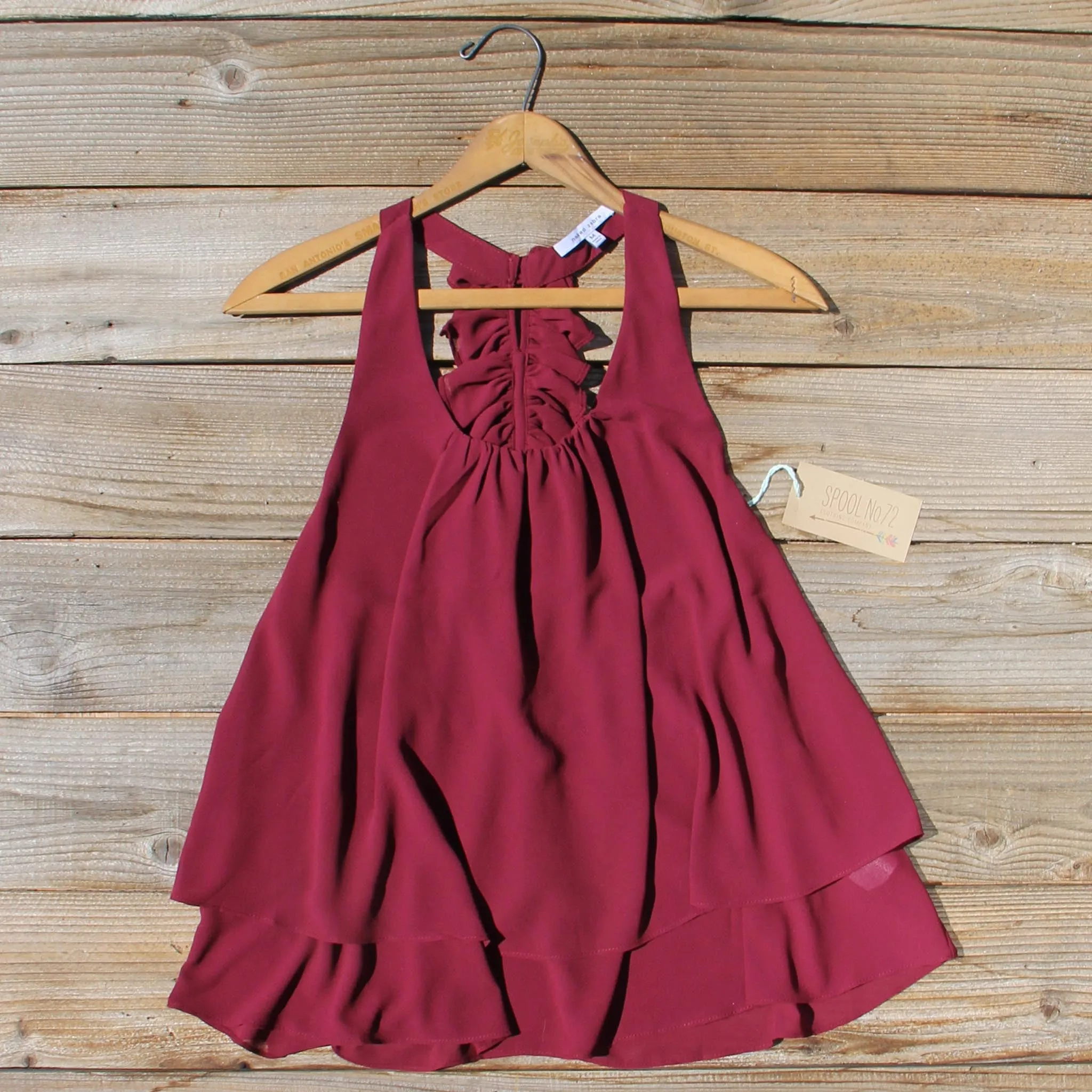Sweet Thicket Ruffle Top in Wine