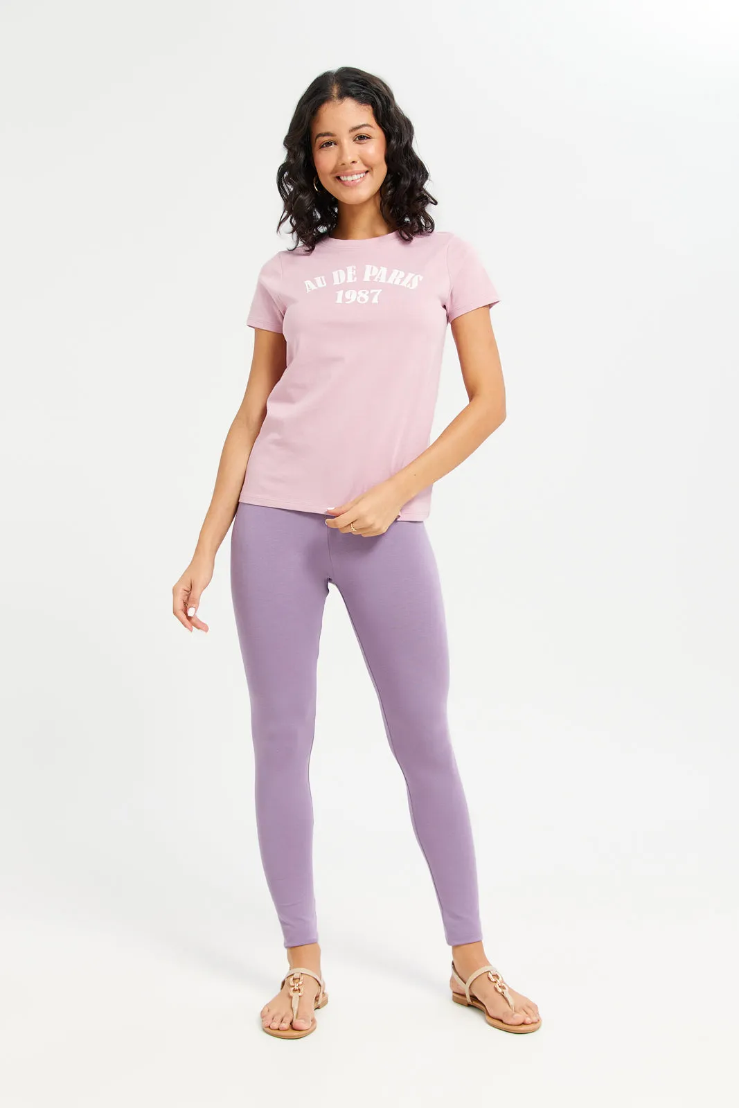 Women Lilac Long Leggings
